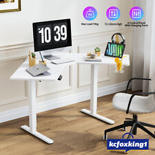 L Shaped Height Adjustable Standing Desk Sit and Stand Up Desk Corner White