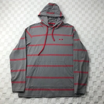 Camiseta Oakley con Capucha Para Hombre Gris Medio Rojo Rayas Pullover Con Capucha Surf Skate Foto 1 de 4