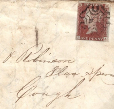 GB IRLANDA SG.7 Cubierta 1d Placa 11 ARMAGH MX Coagh 1841 Vía MONEYMORE c£350 PE162 Foto 1 de 4