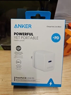 Cargador de pared Anker PowerPort III 20W USB-C Power Delivery - Blanco *NUEVO Y SELLADO* Foto 1 de 4