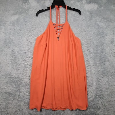 VENUS Dress Womens Large Orange Red Coral Slip Tie at Neck Lined Sleeveless - Image 1 of 4