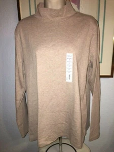 Croft & Barrow NWT  Classic LS Beige Knit Tee w/Mock Turtle Neck XL SOFT!  XL - Picture 1 of 4