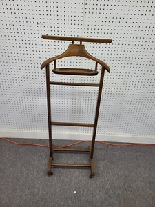 Vintage Mahogany Wood wooden Butler Suit Valet Rolling castors - Picture 1 of 7
