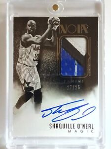 2014 Noir Shaquille O'Neal PATCH AUTO /25 PRIME Game Worn Jersey & Signature