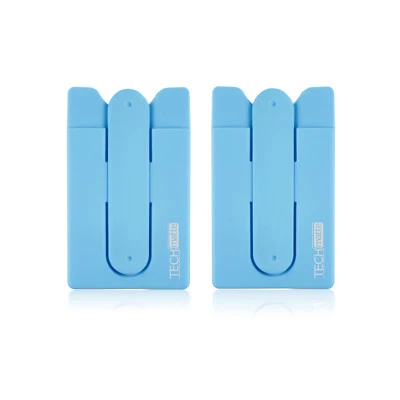 TechMatte Stick on Wallet Card Holder/Money Clip/Phone Stand (2 Pack, Blue) - Image 1 of 4