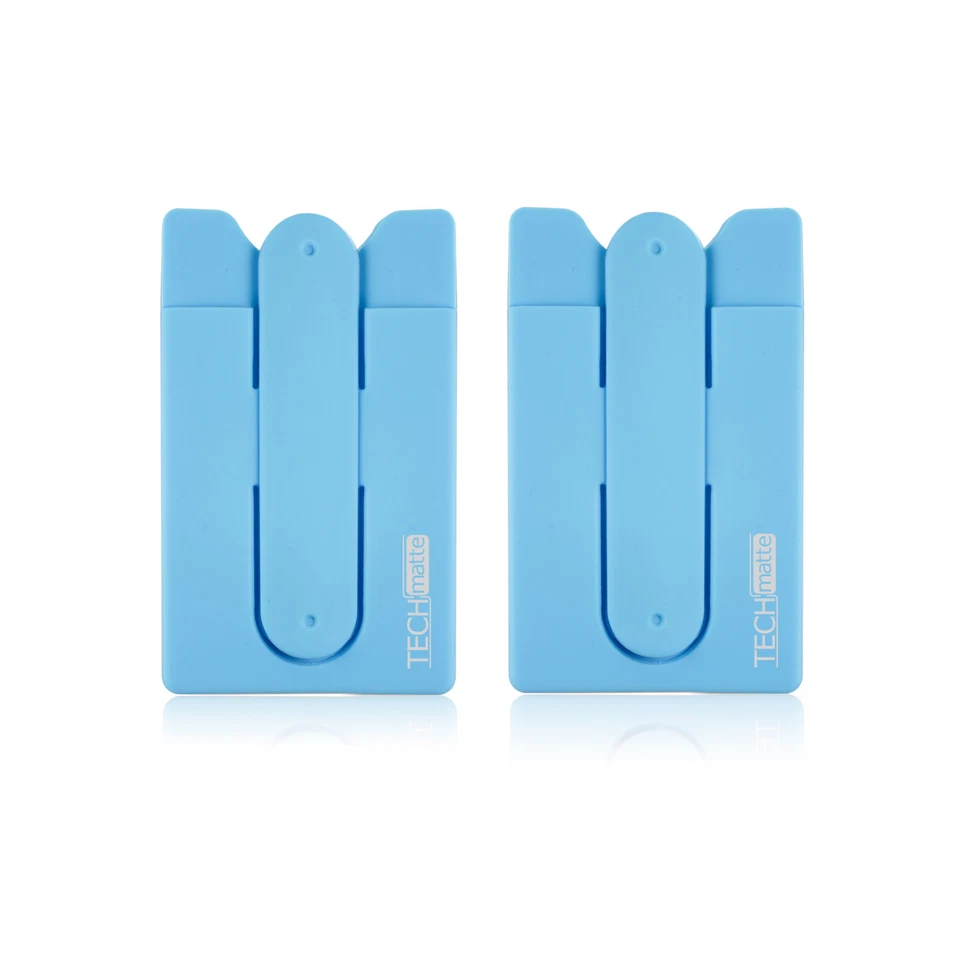 TechMatte Stick on Wallet Card Holder/Money Clip/Phone Stand (2 Pack, Blue) - Image 1 of 4