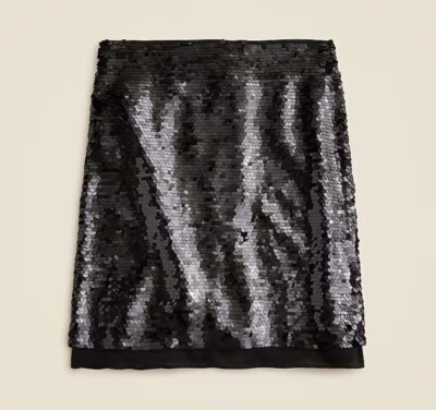 Nueva Falda J.CREW Talla 16 Lentejuelas Forradas en Gasa en Negro $148 CF746 Foto 1 de 4