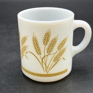 Vintage Hazel Atlas Golden Wheat Pattern Milk Glass Coffee Mug - Picture 1 of 6