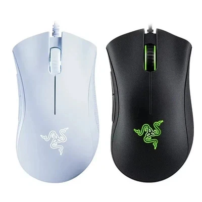 Razer DeathAdder Essential Wired Gaming Mouse 6400DPI Office White Black NEW UK - Image 1 of 4