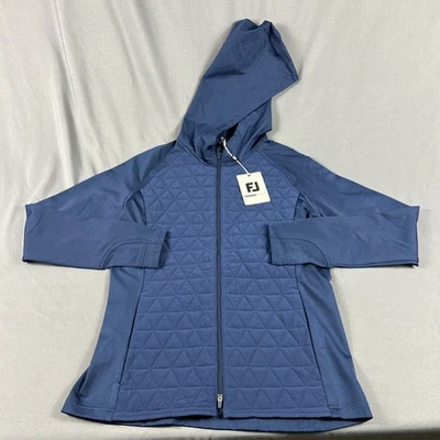 Sudadera con capucha de golf FootJoy para mujer serie térmica cremallera completa pequeña azul marino nueva con etiquetas precio de venta sugerido por el fabricante 175 USD Foto 1 de 4