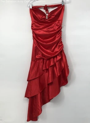 Vestido Vaina Asimétrico Blondie Nites Para Mujer Rojo Sin Mangas Cuello Halter Talla 7 Foto 1 de 4