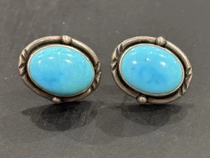 Pendientes vintage de plata esterlina y turquesa nativos americanos - Imagen 1 de 10