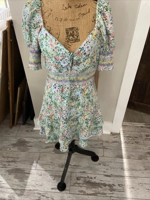Alice+olivia Crawford Floral Puff Sleeve Dress Size 12 - Image 1 of 4
