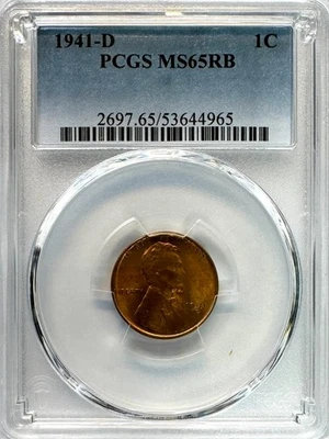 1941-D Lincoln Wheat Penny, MS 65 RB PCGS, NR. - Image 1 of 2