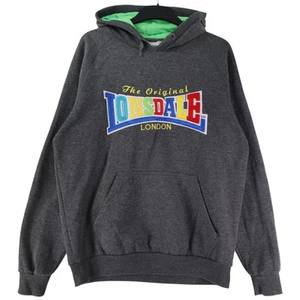 Lonsdale Mens Pullover Hoodie Fleece Size L Grey Static Long Sleeve Hooded - Picture 1 of 8