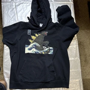 Godzilla "King of Monsters" Hoodie Sweatshirt Black Japanese Graphic Large - Picture 1 of 7