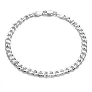 925 Sterling Silver Curb Link Chain Bracelet - 120 Gauge 5 mm - 7/7.5/8/9" - Picture 1 of 4