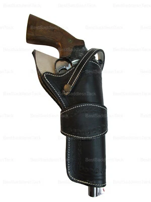 CROSS DRAW WESTERN HOLSTER SHELL TOOLED LEATHER LONG BARREL GUN HOLSTERS - Image 1 of 4