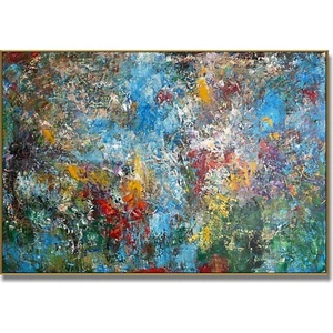 Pintura al óleo moderna original colorida sobre lienzo 36"x54" - Imagen 1 de 9