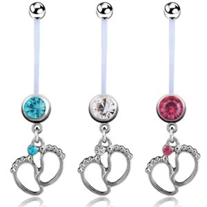 Pregnancy Belly Bar Maternity Button Piercing Bars Dangle Navel Body PTFE Ring - Picture 1 of 5