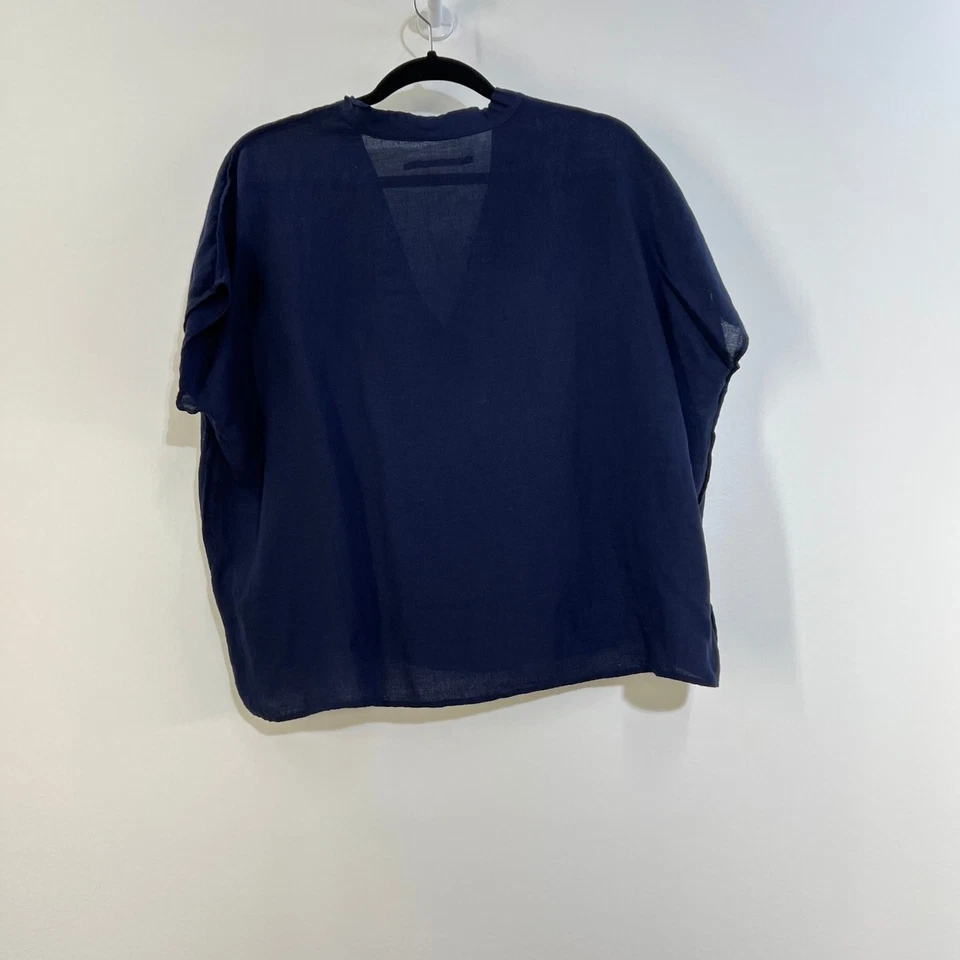Blusa de verano recortada azul marino de gran tamaño marca J mezcla de viscosa/lino XS Foto 1 de 4