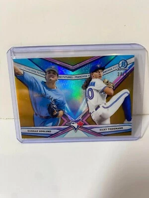 2021 Bowman Chrome Franchise Futures GOLD /50 Ricky Tiedemann/ Gunnar Hoglund - Image 1 of 2