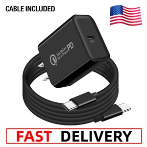 20W USB-C Super Fast Wall Charger 3/6FT Cable For Samsung Galaxy S21 S22 S23 S24 - Picture 1 of 35