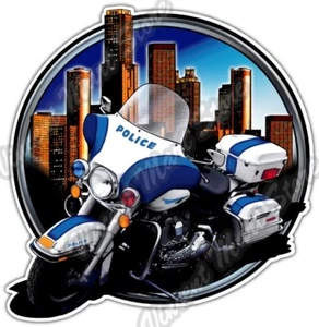 City Police Bike Officer Policeman Cop Car Bumper Vinyl Sticker Decal 4.6" - Picture 1 of 1