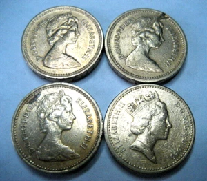 Two 1983's, '84 & '85 ENGLISH QEII ONE POUND COINS CIRCULATED- Starter coins. - Picture 1 of 16