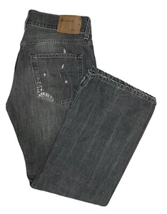 D44 G-Star Gray Acid Washed Distressed Button Fly Jeans Mens 34/31 100% Cotton - Picture 1 of 8