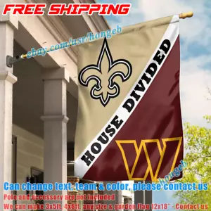 New Orleans Saints vs Washington Commanders House Divided Flag 28X40" Banner - Picture 1 of 4