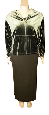 Donna Ricco Mujer 22 Vestido Oliva Sin Mangas Terciopelo Cremallera Sudadera con Capucha Foto 1 de 4