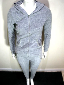 Juicy Couture Womens Small Gray Glitter Trim Knit Tracksuit Set Vintage Y2K - Picture 1 of 13