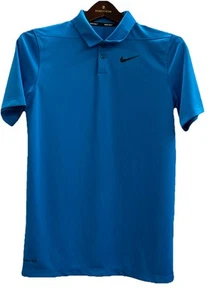 Nike Golf Dri-Fit Polo Shirt Mens XL Blue Logo Recycled Polyester Short Sleeve - Picture 1 of 8
