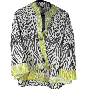 Top Joseph Ribkoff Mujer Asimétrico Estampado Animal Talla 10 Lagenlook Artístico Neón - Imagen 1 de 8