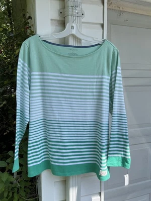 Nuevo con etiquetas Top Talbots Bonito Blanco Verde Rayas Cuello Ballet 100% Algodón 3X Foto 1 de 4