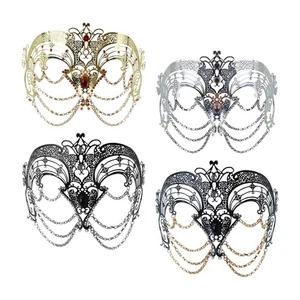Masquerade Mask with Adjustable Strap Rhinestone for Club Halloween Ball Dancing - Picture 1 of 18