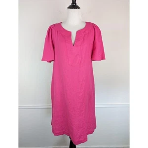 Chico's Dress Linen Flutter Sleeve Barbie Spring Summer Hot Pink Boho Size 8 - Picture 1 of 10