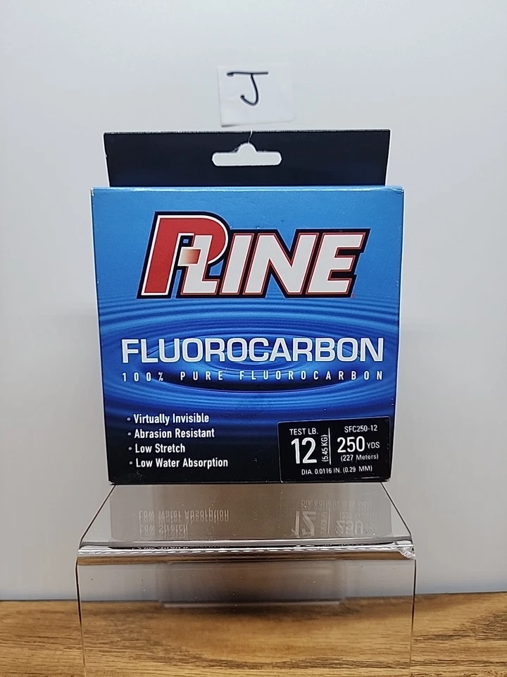 Línea de pesca transparente 100 % fluorocarbono puro P-Line 250 yardas - 12 lb. Prueba Foto 1 de 4