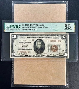Fr. 1870-H 1929 $20 FRBN ST. LOUIS PMG 35 - VF - Picture 1 of 2