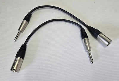 Lote de 2 cables de conexión de audio Mogami Neglex 2549 Neutrik XLR macho a 1/4" TRS 1 ft Foto 1 de 2