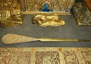 ANTIQUE TIFFANY STUDIOS NEW YORK - GRAPEVINE PATTERN, LETTER OPENER, #969 BRONZE - Picture 1 of 5