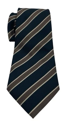 Giorgio Armani Tie Brown/Black Striped Italy Sz 4"x59" Made100% Silk Tie (TD24) - Image 1 of 4