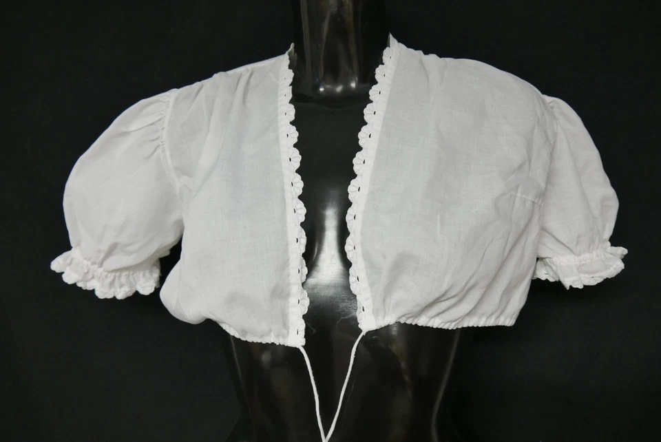 Gr.44 Dirndlbluse weiß Bluse für Dirndl Baumwollmischung mit Spitze B11128 - Bild 1 von 4