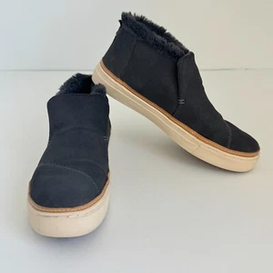 Toms Women's 8.5 Paxton Faux Fur Trim Cow Suede Slip-on Ankle Shoes - gray - Picture 1 of 10