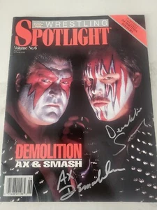 Demolition Ax Smash Signed WWF Wrestling Spotlight Magazine w/Poster WWE - Picture 1 of 6