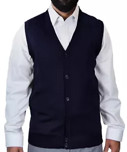 Blue Ocean Mens Sleeveless Cardigan Sweater Vest (SV-200) - Picture 1 of 6