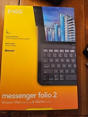ZAGG Keyboard 10.9" Messenger Folio 2 iPad 9th/8th/7th Gen iPad Air 3rd Gen NOB - Image 1 of 2