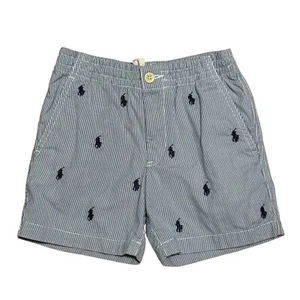Polo Ralph Lauren Embroidered Shorts Boys Size 6 Striped Blue White - Picture 1 of 2