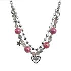 Acrylic Bead Clavicle Chain Heart Pendant Necklace Layered Star Neckalce Jewelry